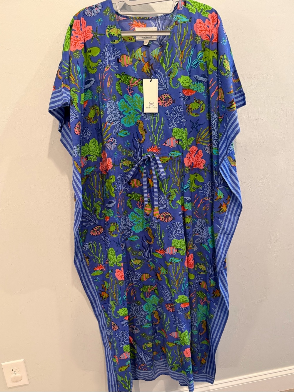 NWT Printfresh Oceania Caftan Dress One Size 🐠 🐙 🪸 🦀